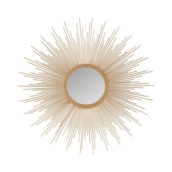 Vsmile 29.5 in. W x 29.5 in. H Gold Metal frame Sunburst Wall Decor Mirror