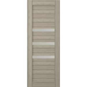 18 in. x 80 in. No Bore Solid Core 3-Lite Rita Frosted Glass Shambor Wood Composite Interior Door Slab