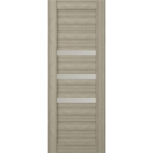 30 in. x 80 in. No Bore Solid Core 3-Lite Rita Frosted Glass Shambor Wood Composite Interior Door Slab