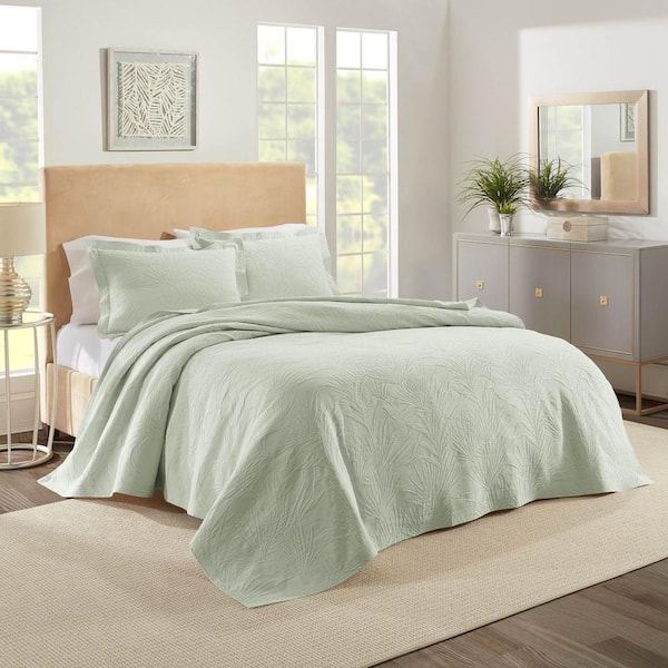 Unbranded Ella Cotton King Sage Coverlet Set