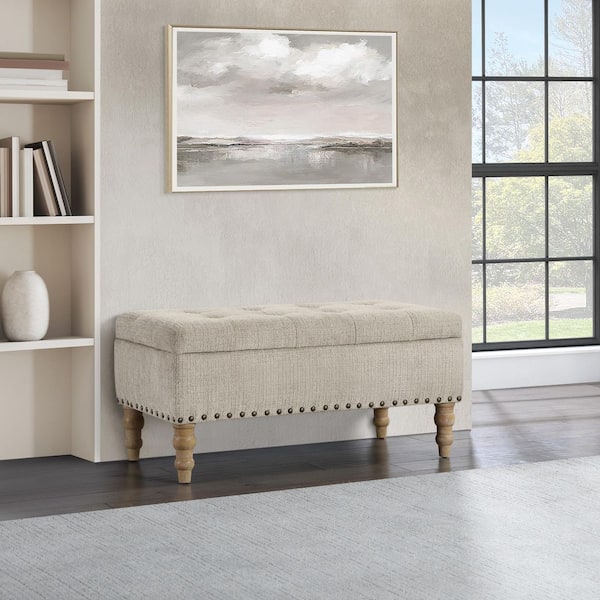 OSP Home Furnishings Amanda Rust Fabric Mid-Century Bench