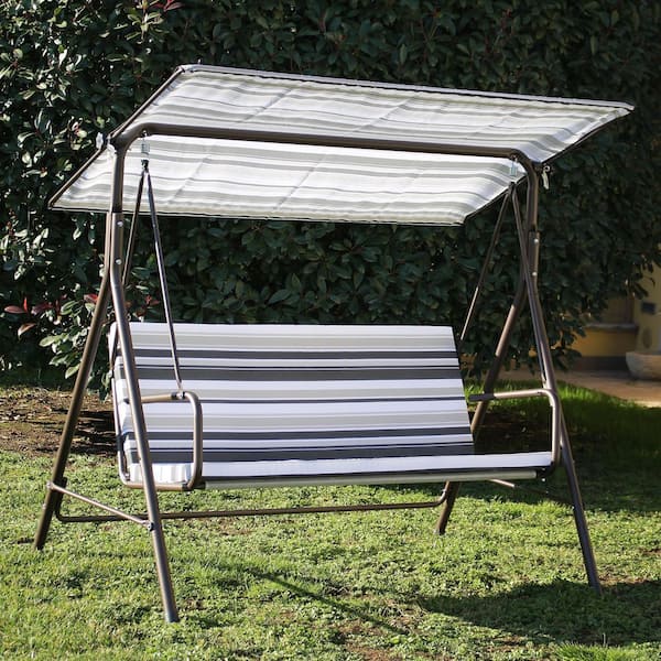 Sunjoy Made in Italy 2-Seat Brown Patio Metal Porch Swing with