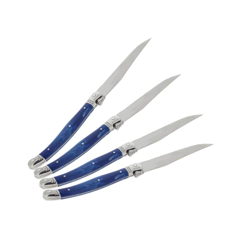 French Home Laguiole 4-Piece Stainless Steel Navy Blue Steak Knife Set  LG010 - The Home Depot