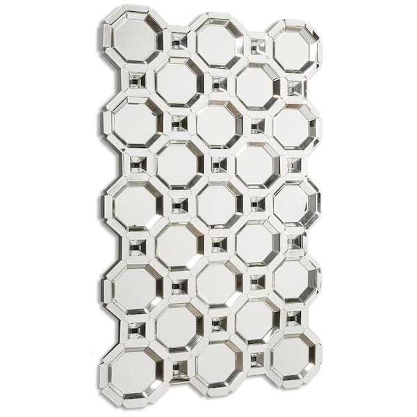 Large Mirrored Glass Beveled Glass Art Deco Glam Mid-Century Modern Mirror (43 in. H X 75 in. W)