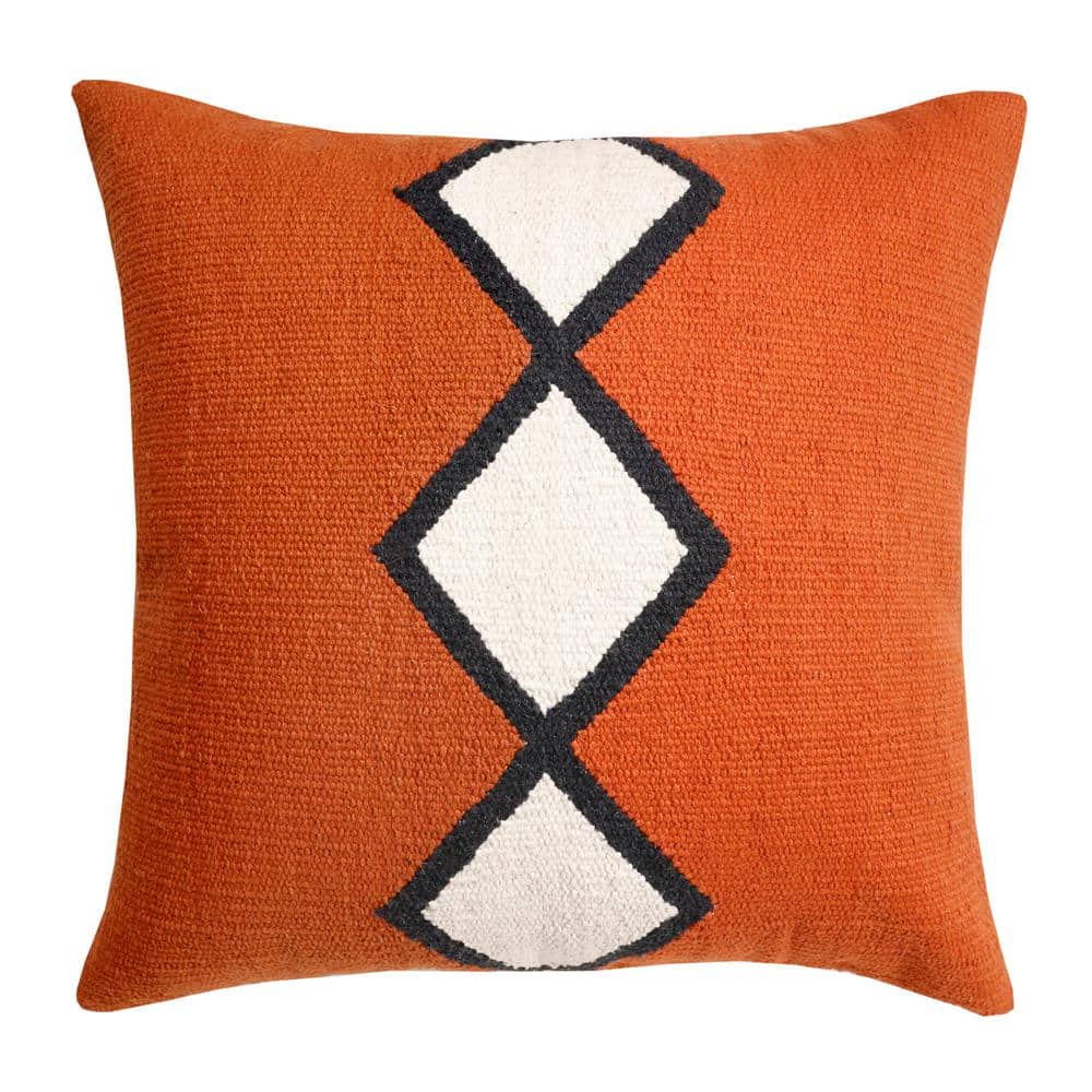 Southwestern Orange/White/Black Woven Center Diamond 20 in. x 20 in. Indoor