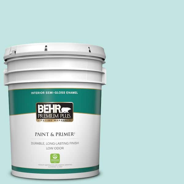 BEHR PREMIUM PLUS 5 gal. #510C-2 Windwood Spring Semi-Gloss Enamel Low Odor Interior Paint & Primer