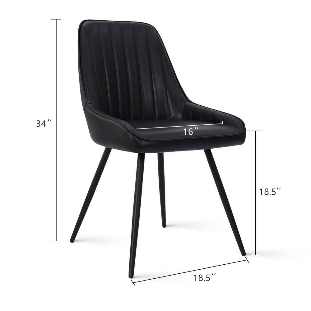 Boston Black Faux Leather Upholstered Side Chair Set with Metal Legs