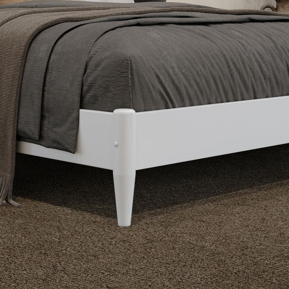 Florence White Queen Solid Wood Low Profile Platform Bed
