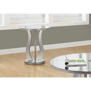 Silver Mirrored Round End Table