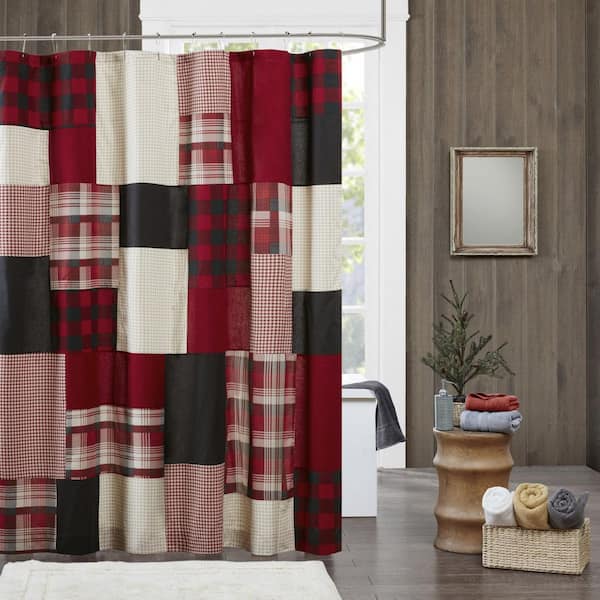 Sunset 72 in. Red 100% Cotton Shower Curtain