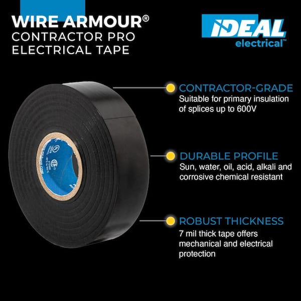 Wire Armour 3/4 in. x 66 ft. x 0.007 in. Contractor Pro Vinyl Tape, Black