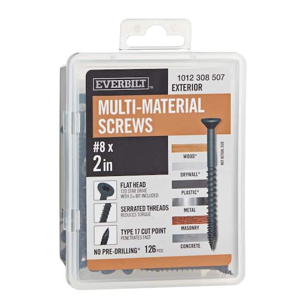 #8 x 2 in. Black 6-Lobe Torx Drive Exterior Flat Head Multi-Material Screw 1 lb. -Box (126-Piece)