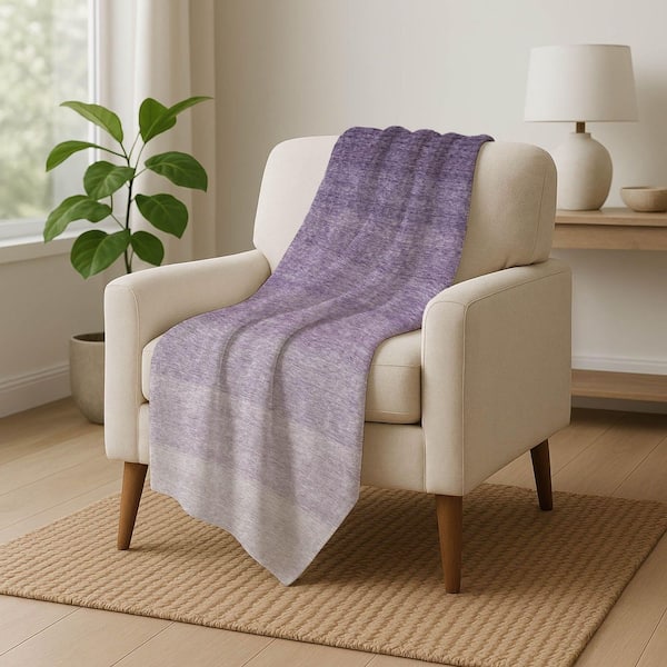 Premium Machine Washable ASB928 Purple 50 in. x 70 in. Sherpa Throw Blanket