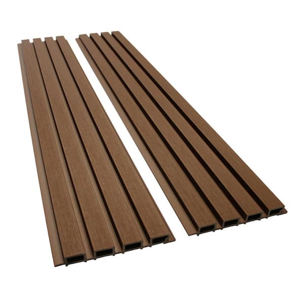 Ejoy - 8.5 in. x 106 in. x 1 in. Composite Cladding Siding Outdoor Wall Panel Board in Light Teak Color (Set of 2-Piece)