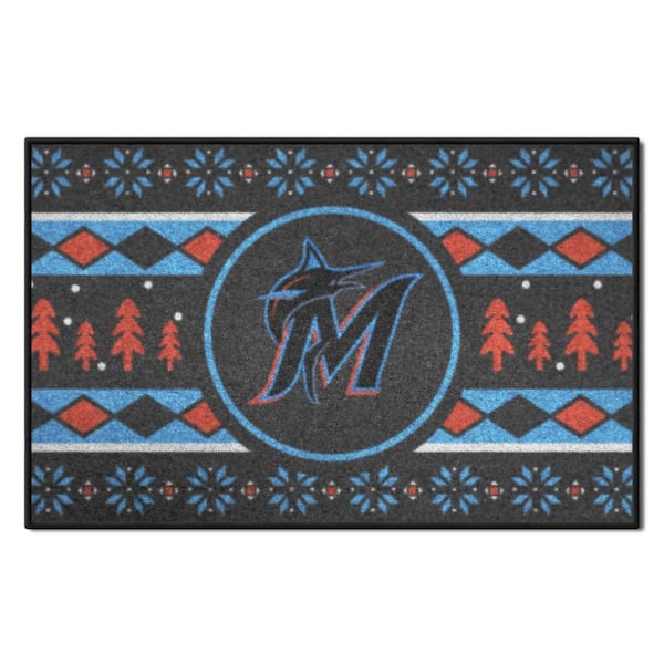 FANMATS Miami Marlins Blue 1.5 ft. x 2.5 ft. Starter Area Rug