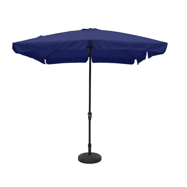 Clihome 8 ft. x 10 ft. Square Crank Design Skirt with Skylight Outdoor Market Umbrella in Navy Blue with Base