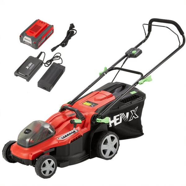 HENX A40GC16B01 16 in. 40-Volt Battery Cordless Walk Behind Lawn Mower, Hand Push with Charger and Battery - 1
