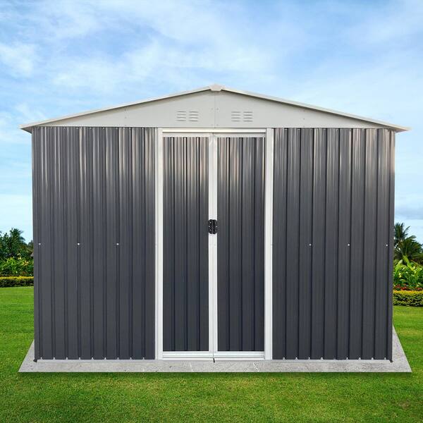 10 ft. W x 8 ft. D Outdoor Metal Shed Utility Tool House Lockable