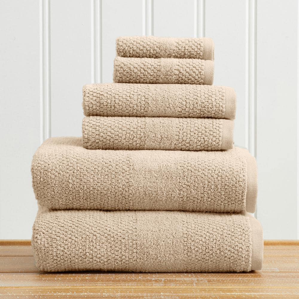 100% Cotton Textured Woven Bath Towel Set, 6 Piece Set, Sandstone price history on PriceWatchPro