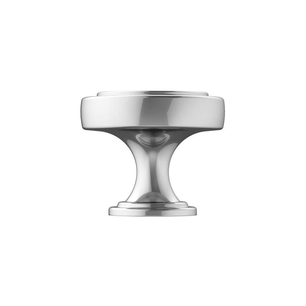 Polished Chrome Round Cabinet Knob with Mounting Hardware