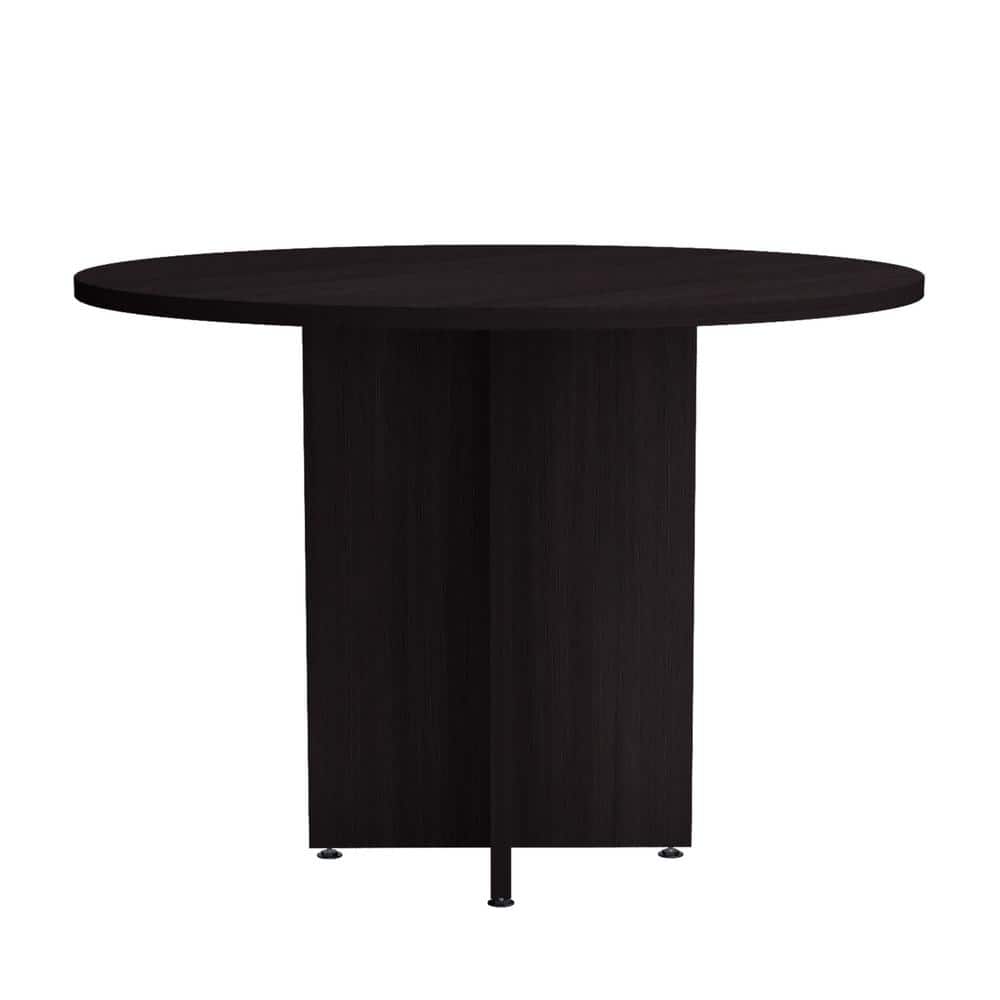 Espresso Round Engineered Wood Conference Table with Dark Finish