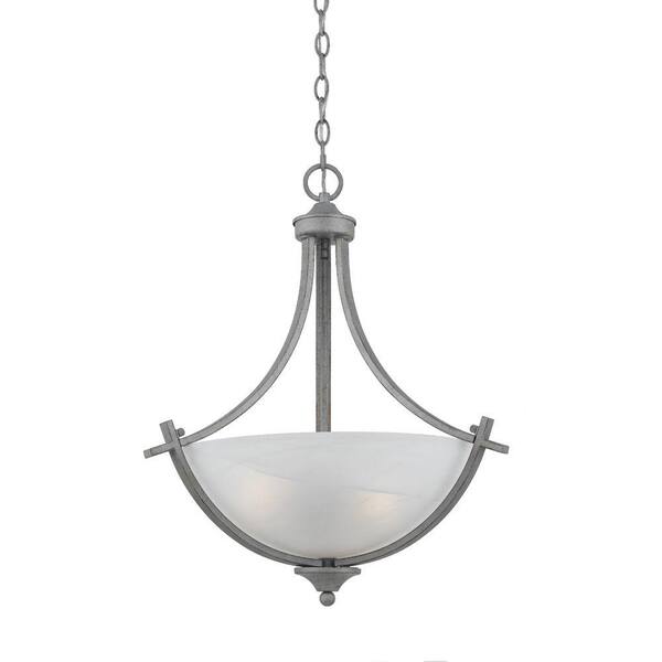 Illumine 3-Light Old Silver Pendant with White Swirl Alabaster Glass-DISCONTINUED