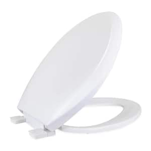 Elongated Molded Plastic Slow Close, Easy Remove, Adjustable Hinge Front Toilet Seat in White 15-1/4" x 13-3/4" x .67"