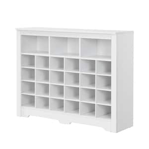 35 in. H x 45.2 in. W x 12.9 in. D White-Shoe Storage Cabinet with 24-Shoe Cubby