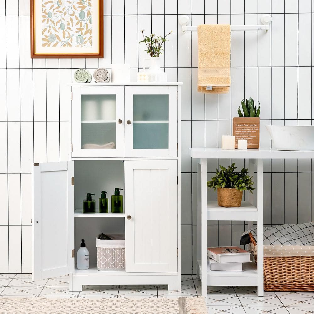 Costway 23 in. W White 2-Door Bathroom 2-Door Access DoorUnit