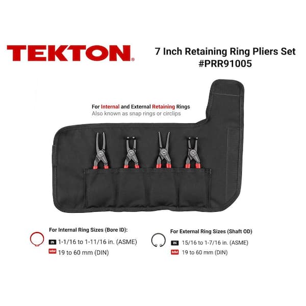7 in. Internal and External Retaining Ring Pliers Set with Pouch, 4-Piece (0.070 in. Tips)