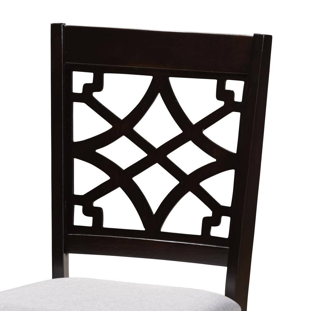 Gray Upholstered Oak Wood Dining Chairs with Cut-Out Back, Set of 4