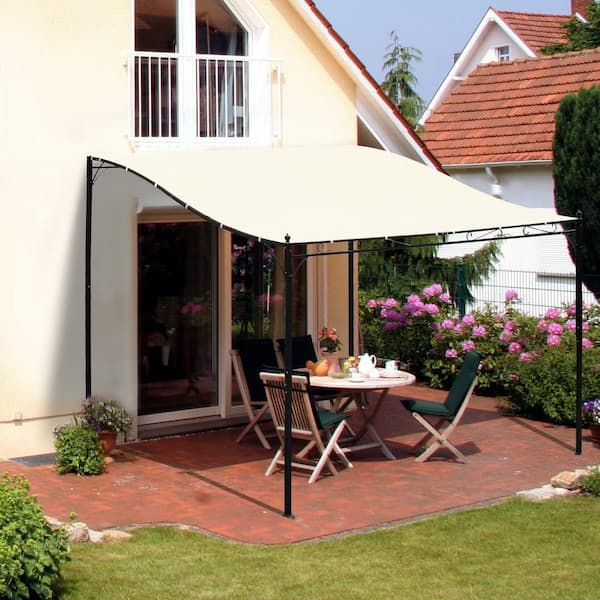 Outsunny 10 ft. x 10 ft. x 8 ft. Steel Frame Pergola Patio Canopy Gazebo with Durable and Spacious Weather-Resistant Design White