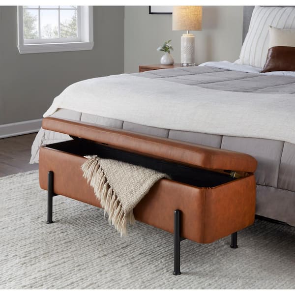 Lumisource Daniella Camel Faux Leather and Black Steel Storage
