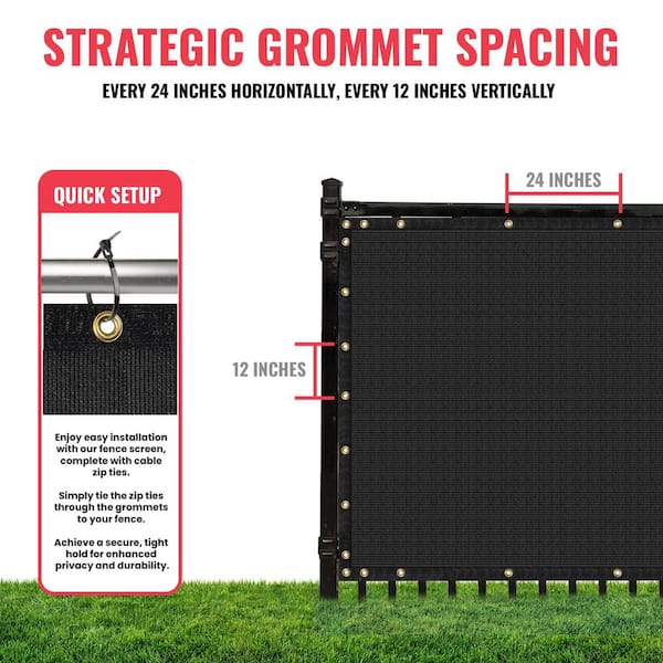 SEALTECH Ultra Heavy-Duty 200 GSM Privacy Fence Screen Black - 4