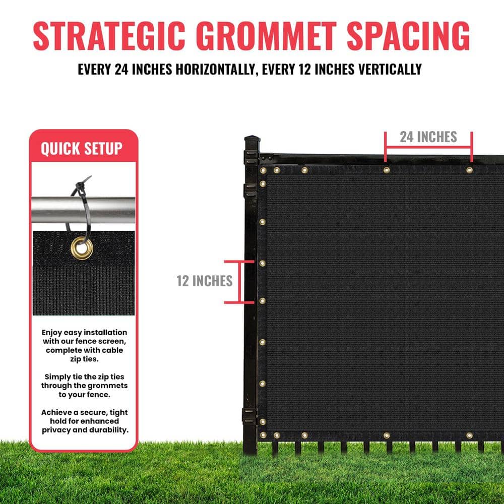 Black Heavy-Duty Polyethylene Privacy Fence Screen 6' x 30'