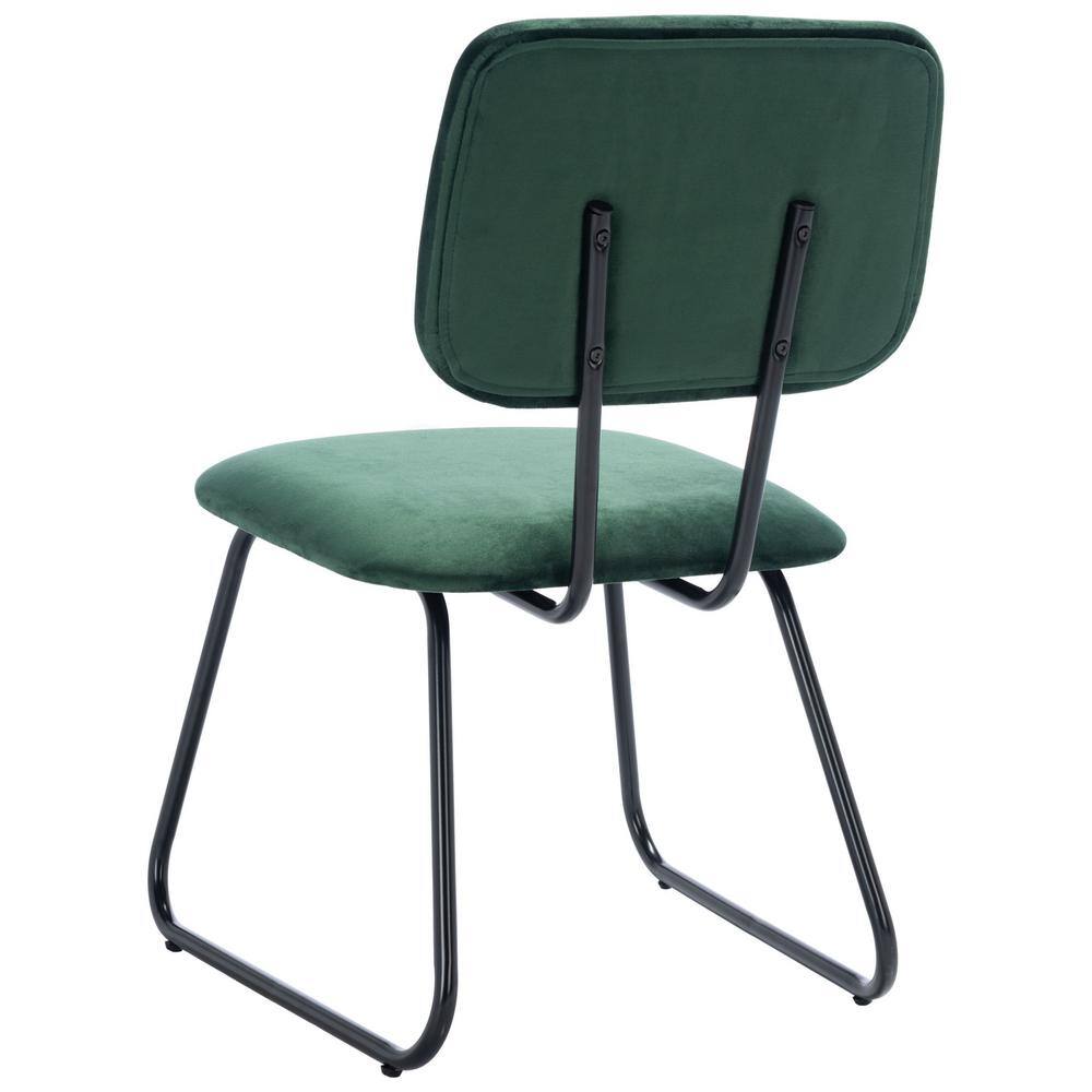 Malachite Green Velvet Parsons Side Chair Set with Matte Black Frame