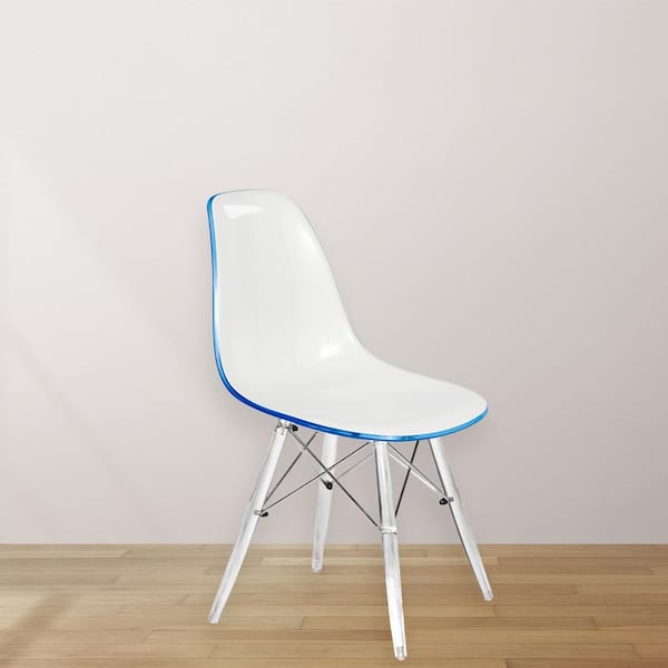 Leisuremod Dover White Blue Side Chair