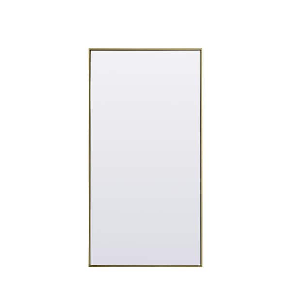 Unbranded Simply Living 30 in. W x 60 in. H Rectangle Metal Framed Brass Full Length Mirror