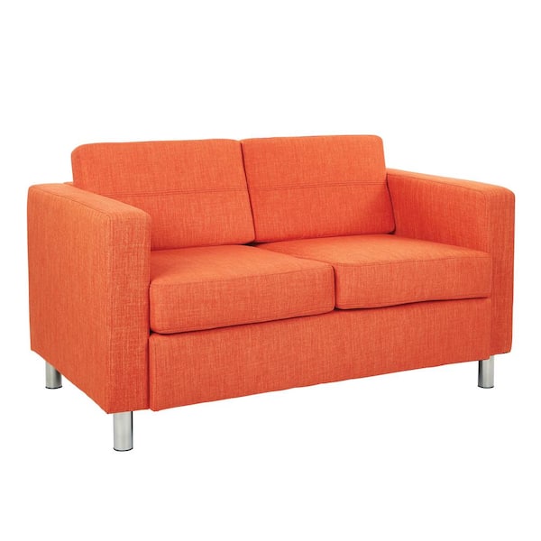 Office Star Products Pacific 51.5 in. Tangerine Polyester 2-Seater Loveseat with Removable Cushions