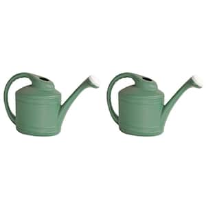Large 2 Gal. Green Plastic Garden Plant Watering Can (2-Pack), Resin