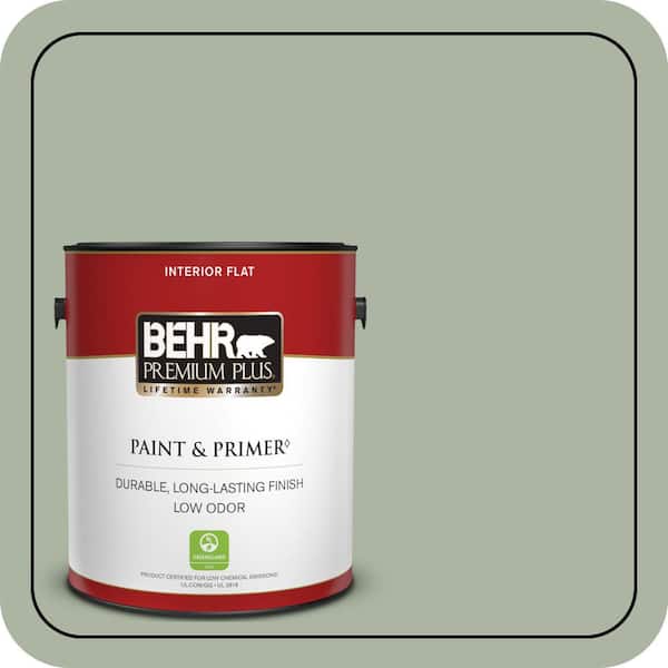 BEHR PREMIUM PLUS 1 gal. #430E-3 Laurel Mist Flat Low Odor Interior Paint & Primer