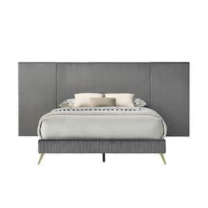 Wa Cushion Gray Wood Frame Queen Platform Bed