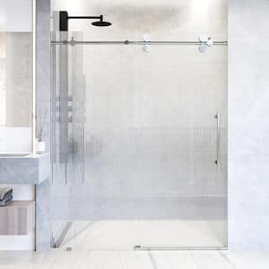 Elan 56 to 60 in. W x 74 in. H Sliding Frameless Shower Door in Chrome with 3/8 in. (10mm) Fluted Glass