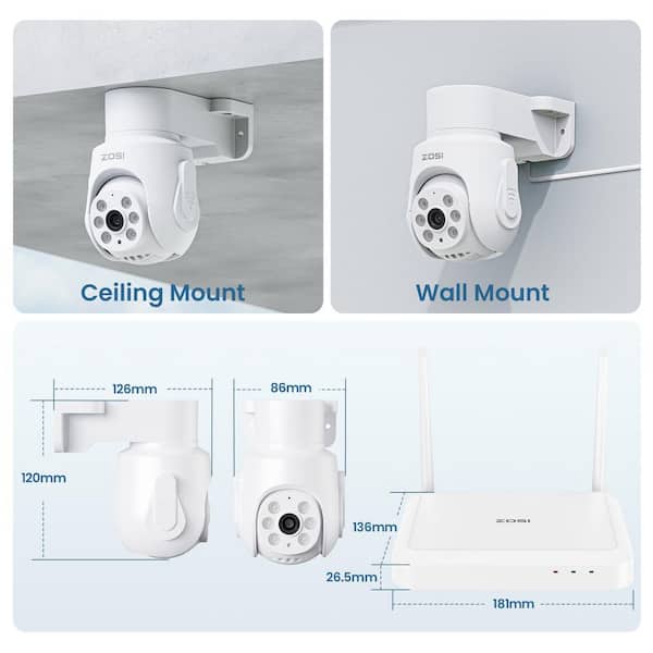 ZOSI Wi-Fi 5MP 8-Channel 1TB NVR Wireless Security Camera System