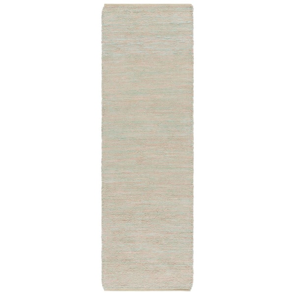 SAFAVIEH Montauk 2 ft. x 8 ft. Green Modern Distressed Solid Runner Rug ...