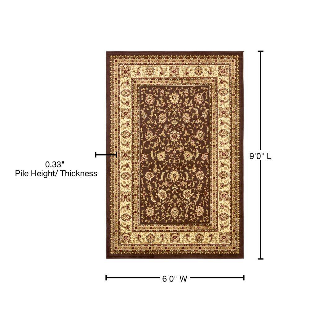 Elegant Brown Synthetic 6' x 9' Easy-Care Rectangular Rug