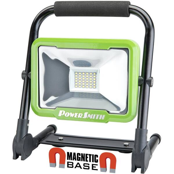 PowerSmith 2400 Lumens Weatherproof Rechargeable Lithium-ion Foldable LED Work Light with Magnetic Stand, USB Charger