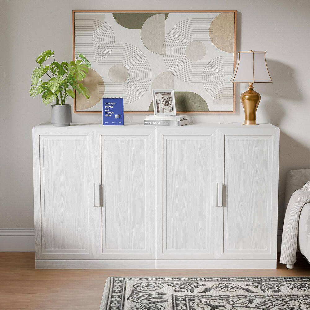 Dovelina Set of 2 White 36 in. H Storage Cabinet with Wood Doors
