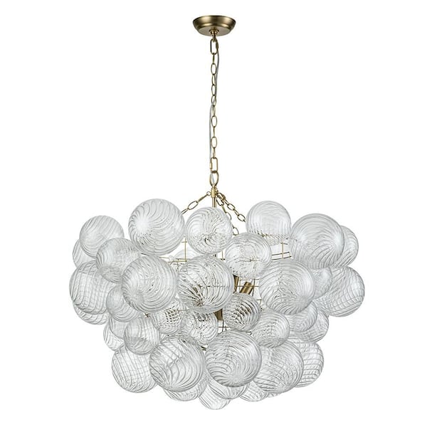 HUOKU Neuvy 8-Light in.W Brushed Brass Modern Bubble Cluster Bowl