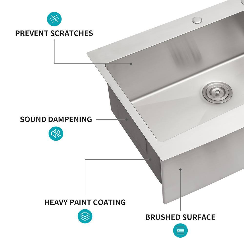 33-Drop-in Farmhouse Sink 33 x 22 x 10 in. Kitchen Sink Stainless Steel 16-